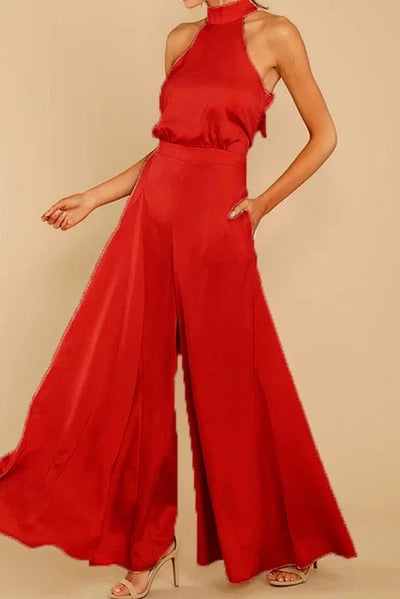 The Luxe Motion – Halter Satin Jumpsuit