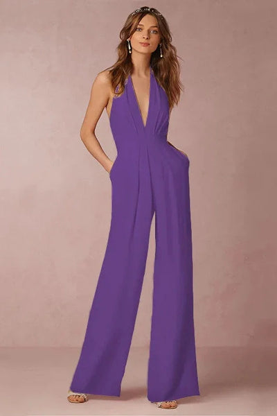 The Lounge Allure – Draped Halter Jumpsuit