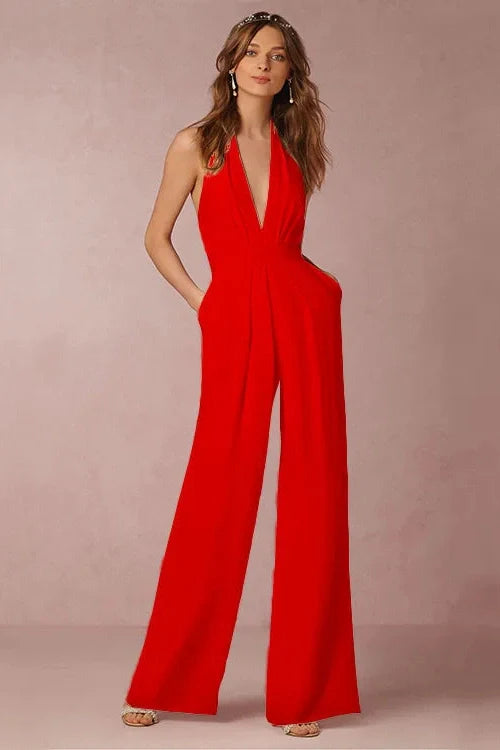 The Lounge Allure – Draped Halter Jumpsuit