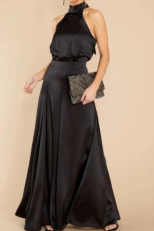 The Luxe Motion – Halter Satin Jumpsuit