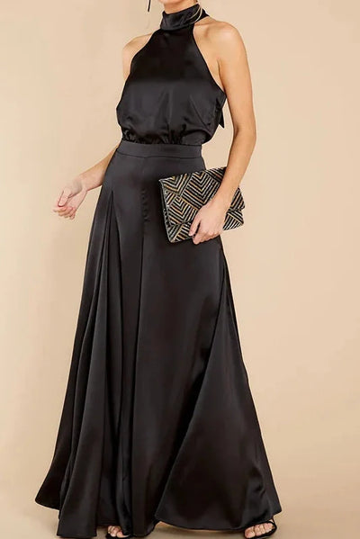 The Luxe Motion – Halter Satin Jumpsuit