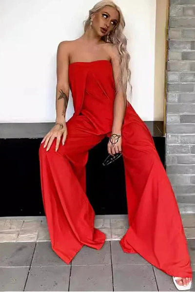The Sunset Soirée – Strapless Flow Jumpsuit