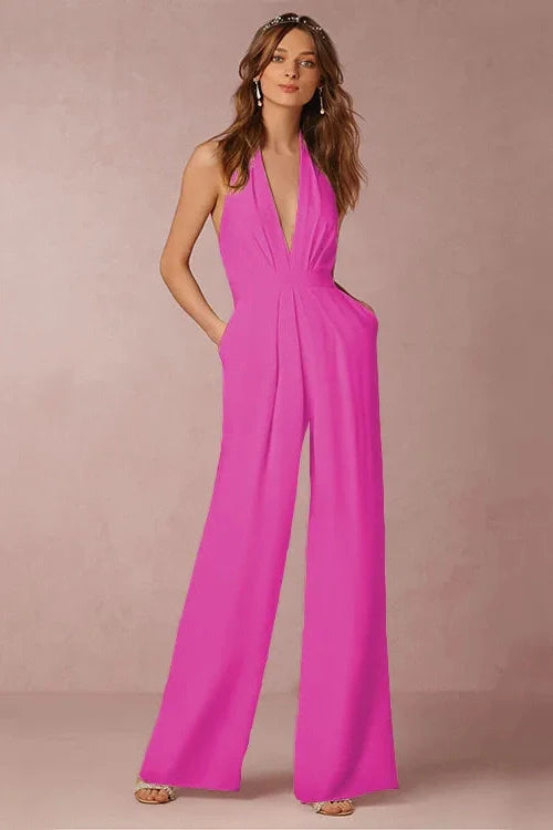 The Lounge Allure – Draped Halter Jumpsuit