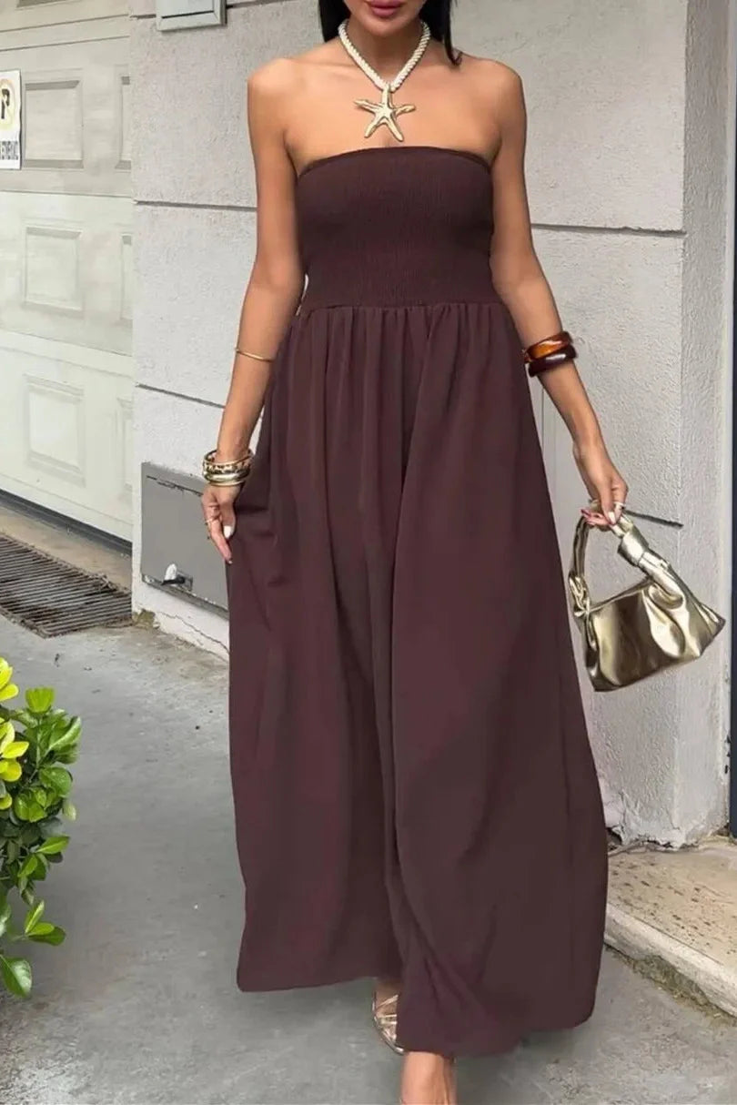The Summer Ease – Strapless Flowy Jumpsuit