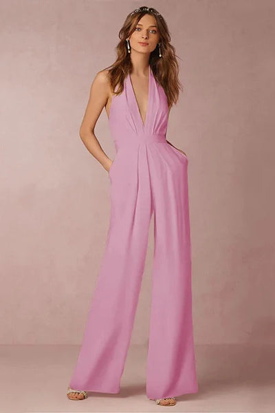 The Lounge Allure – Draped Halter Jumpsuit