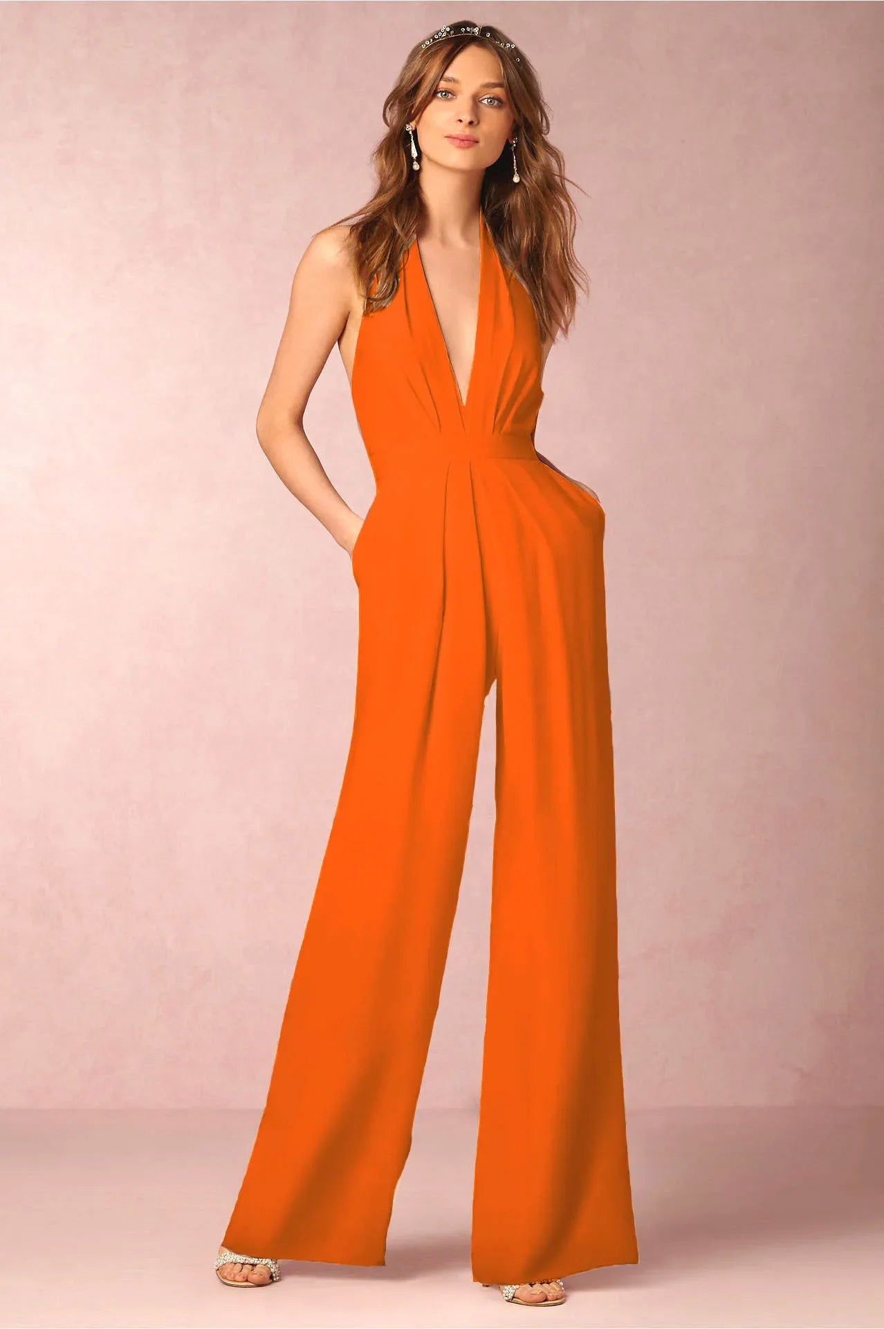 The Lounge Allure – Draped Halter Jumpsuit