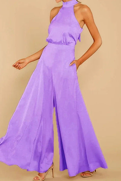 The Luxe Motion – Halter Satin Jumpsuit