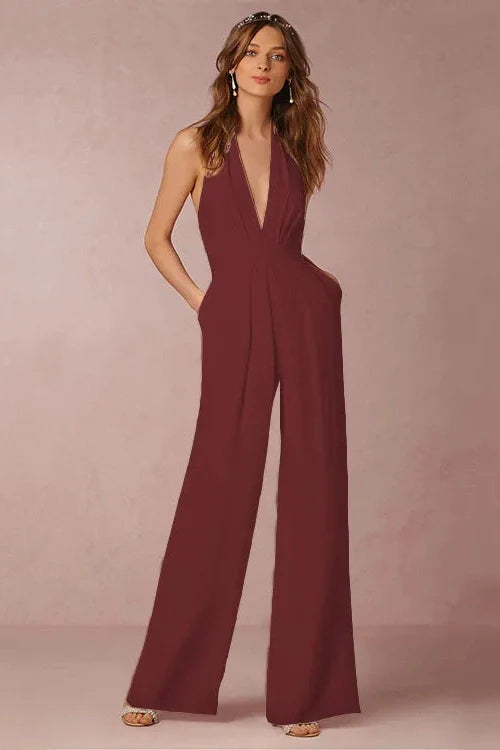 The Lounge Allure – Draped Halter Jumpsuit