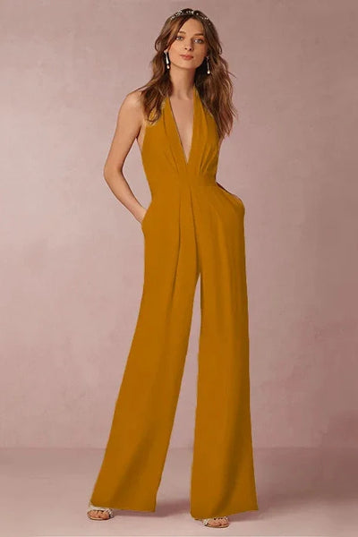 The Lounge Allure – Draped Halter Jumpsuit